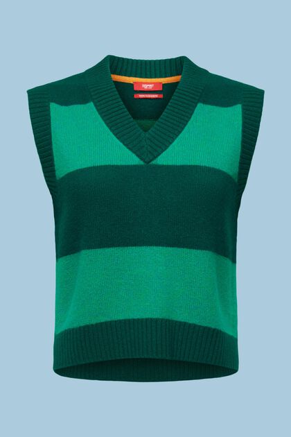 Cashmere V-Neck Rugby Stripe Vest
