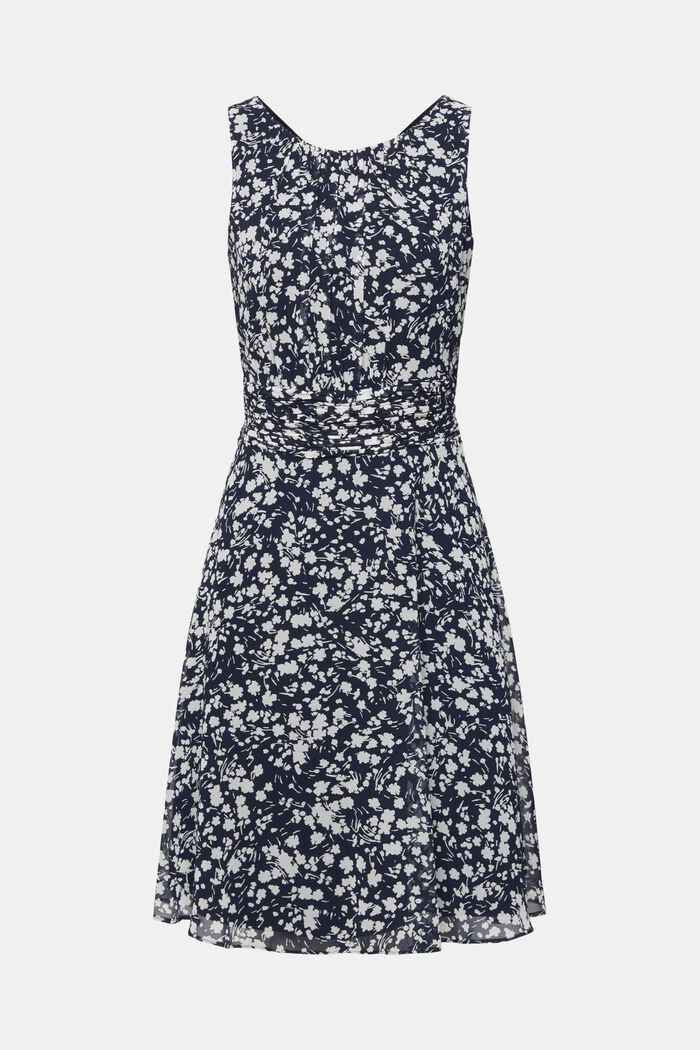 Recycled: Chiffon dress with a gathered waist, NEW NAVY, detail image number 2