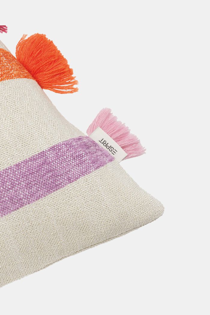 Striped cushion cover with tassels, LILAC, detail image number 1