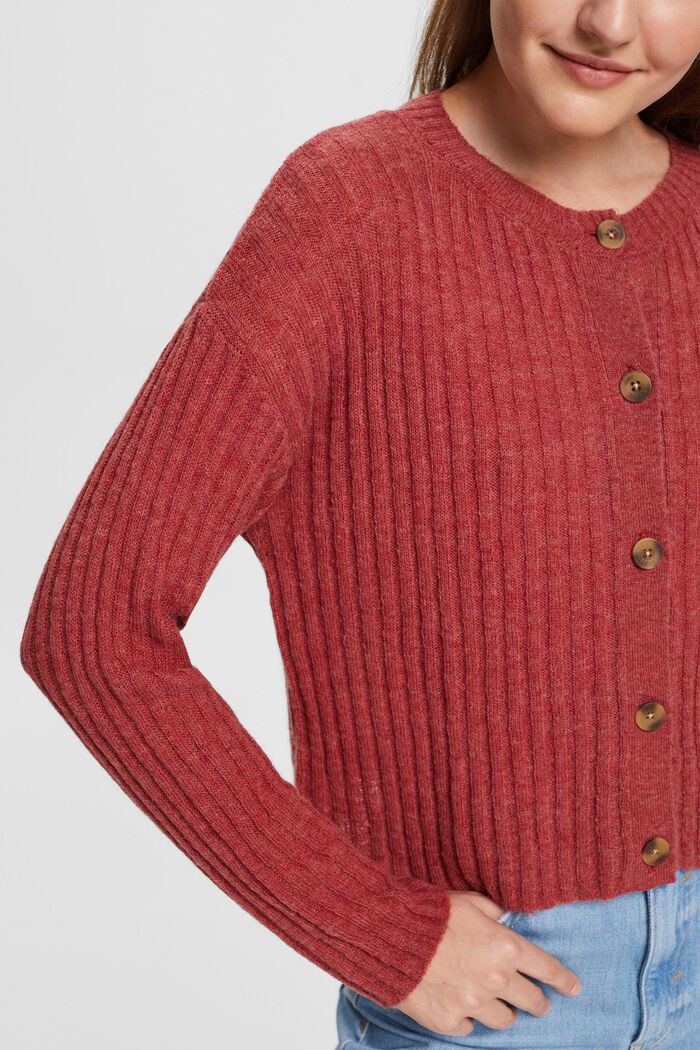 Ribbed cardigan, TERRACOTTA, detail image number 0