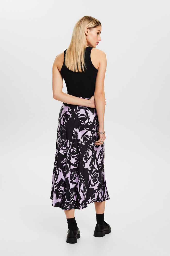 Printed Satin Midi Skirt, NEW BLACK, detail image number 3