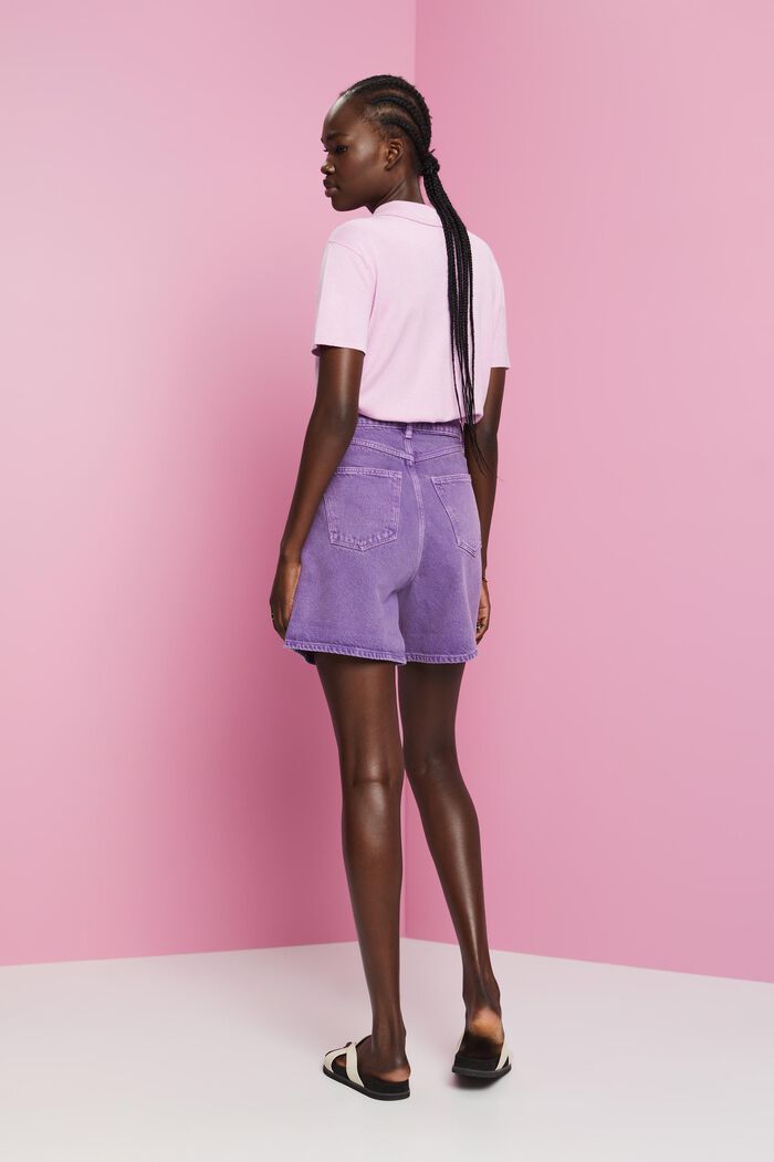 High-rise shorts with linen, PURPLE, detail image number 3