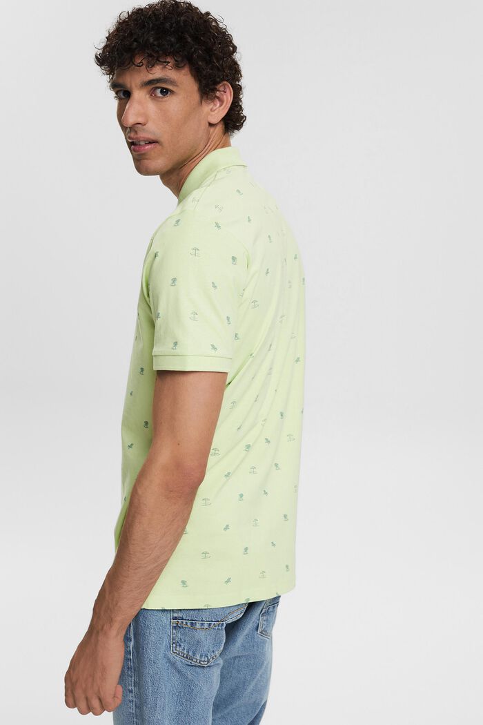 Jersey polo shirt with a print, LIGHT GREEN, detail image number 3