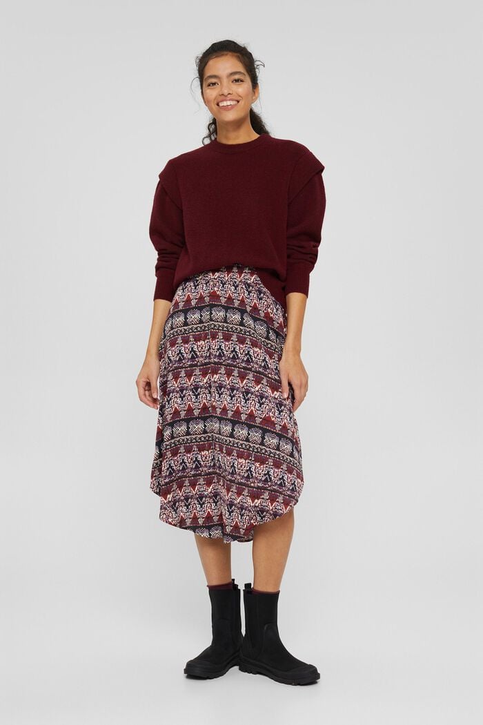Midi skirt with a print and elasticated waistband