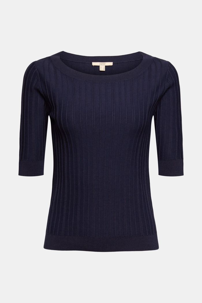 T-shirt with ribbed texture, NAVY, detail image number 2