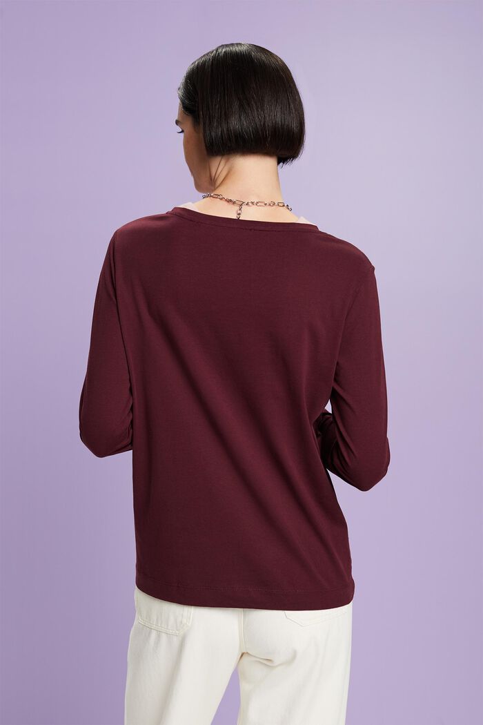 Round Neck Top, BORDEAUX RED, detail image number 4