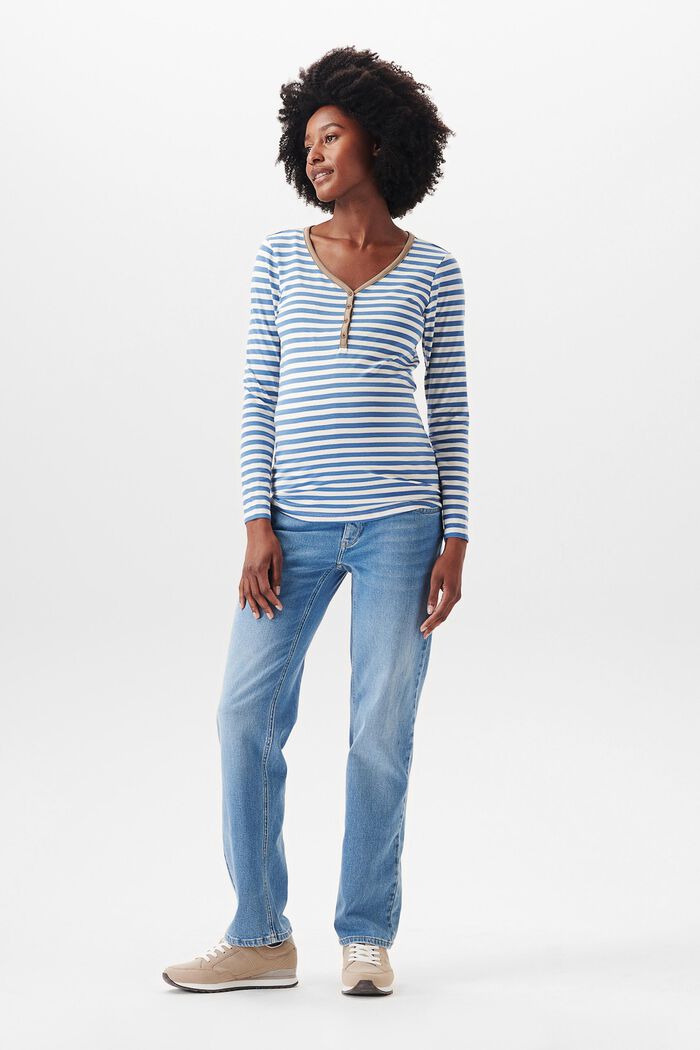 Striped long-sleeved top with buttons