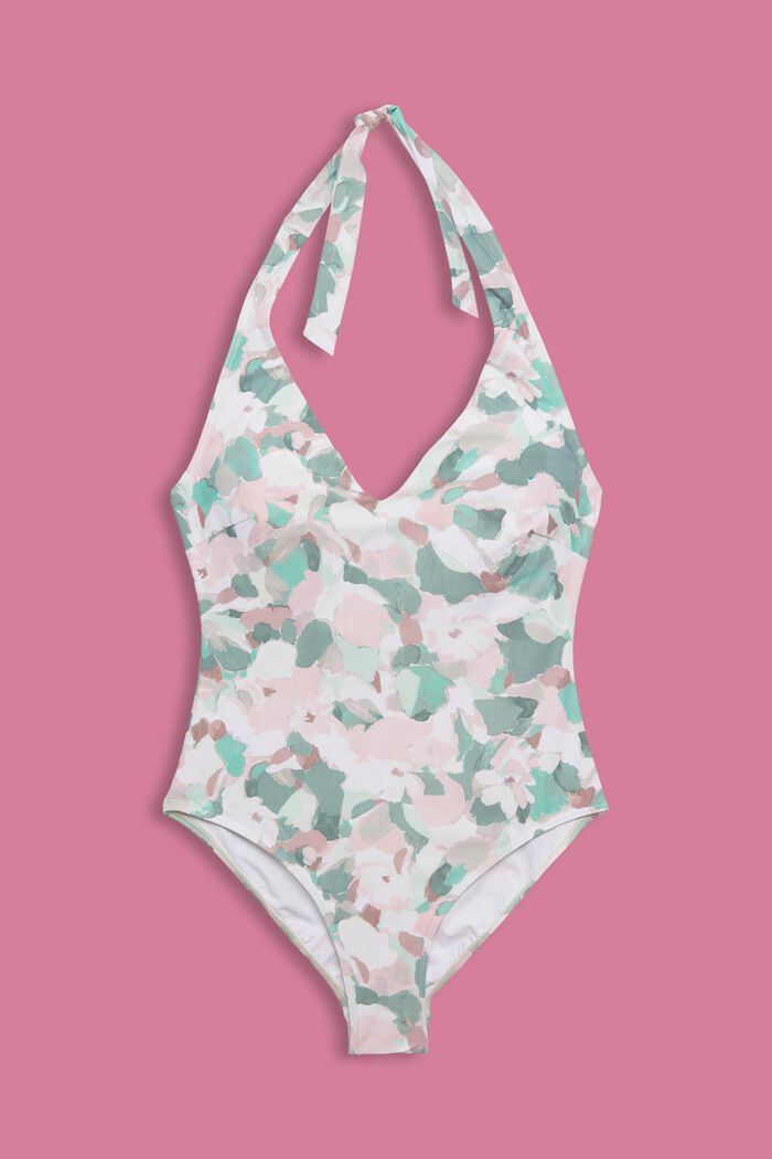 Recycled: patterned wired swimsuit, KHAKI GREEN, detail image number 4