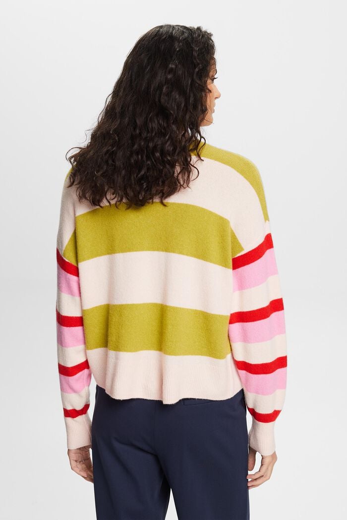 Striped Wool-Blend Sweater, LIGHT PINK, detail image number 2