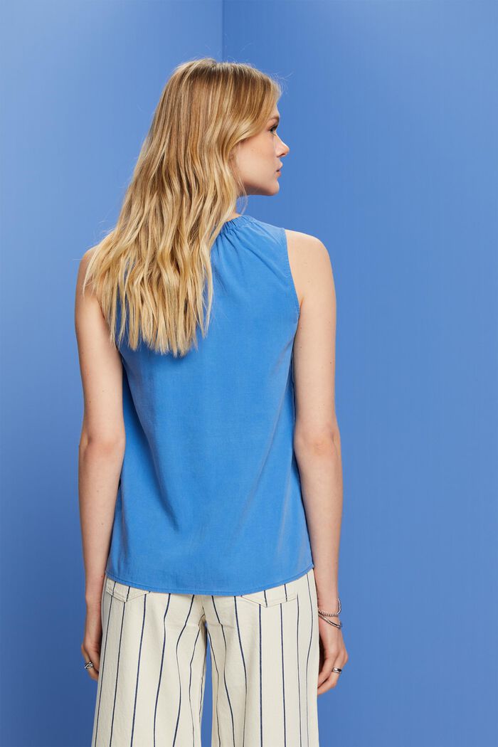 Sleeveless blouse with elastic collar, BRIGHT BLUE, detail image number 3