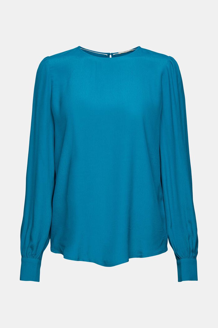 Plain blouse, TEAL BLUE, detail image number 2