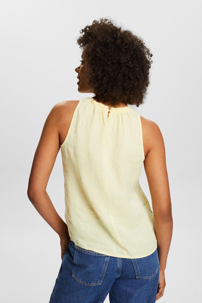 Top made of 100% linen, PASTEL YELLOW, detail image number 3