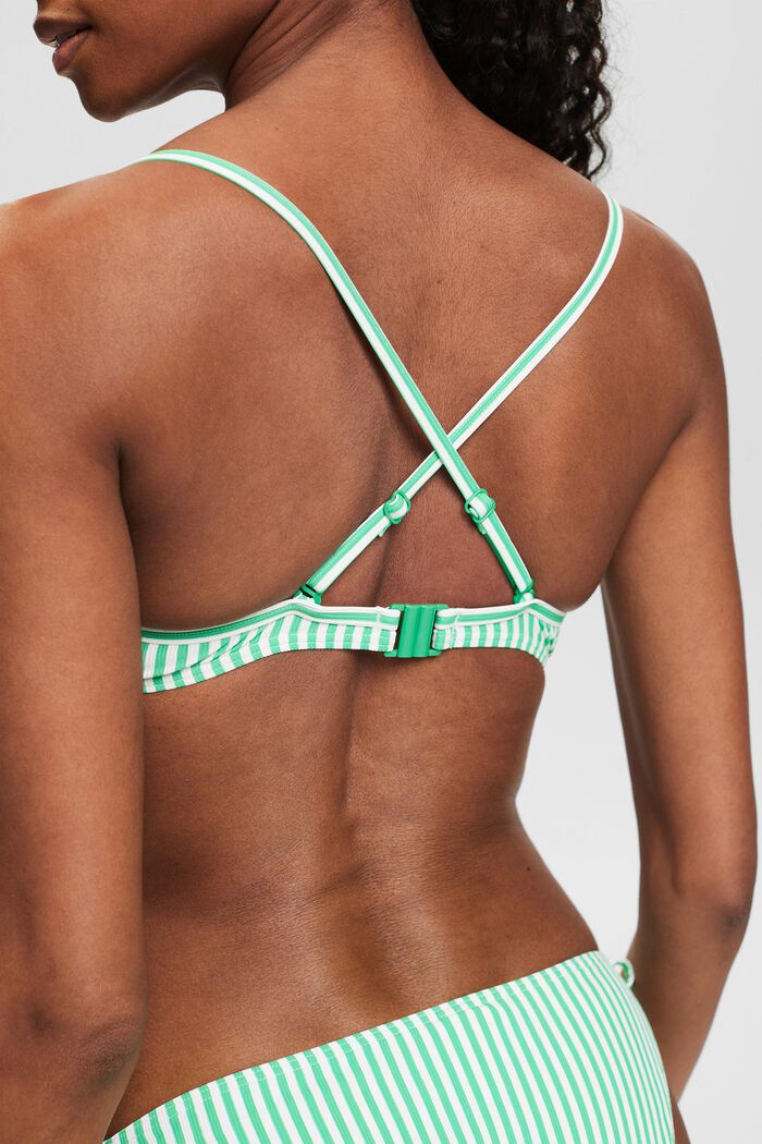 Striped Padded Bikini Top, GREEN, detail image number 1
