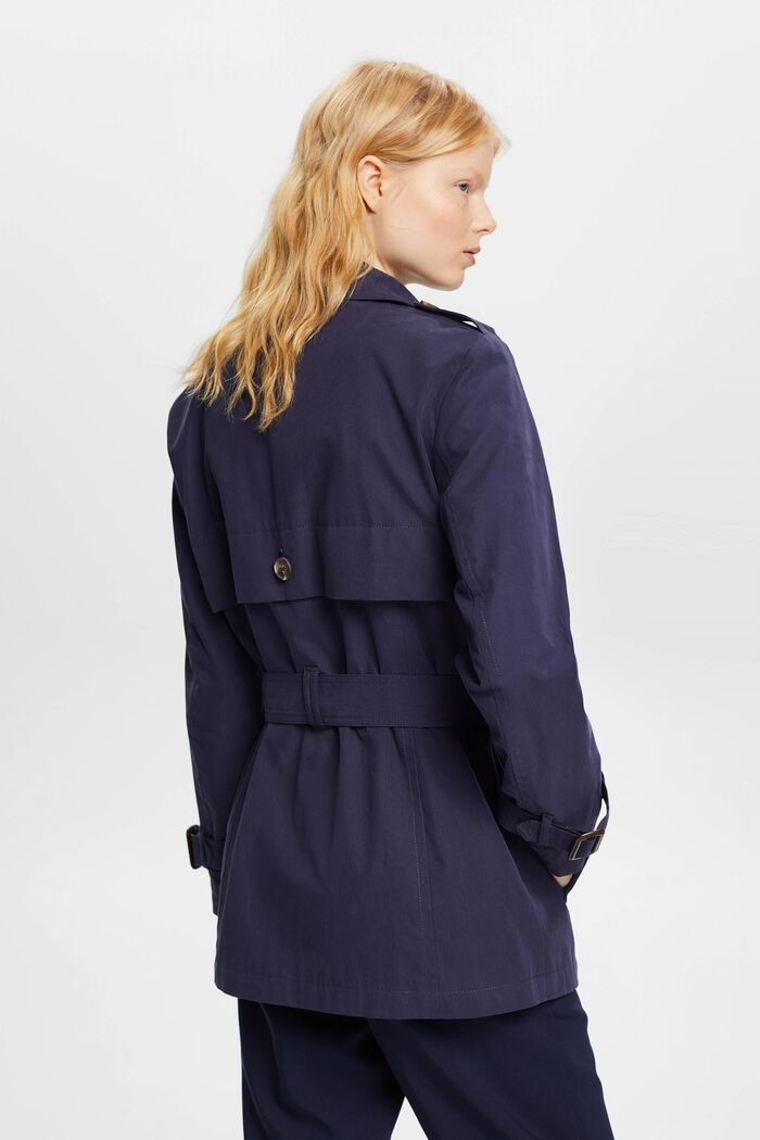 Short trench coat with belt, NAVY, detail image number 3