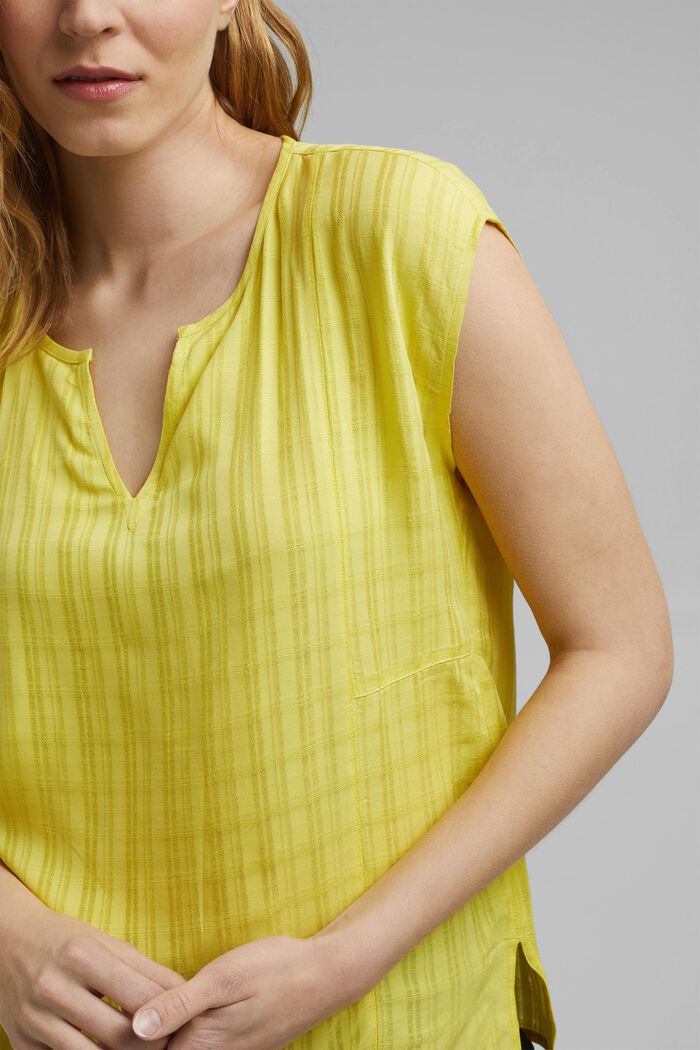 Blouse top made of LENZING™ ECOVERO™, BRIGHT YELLOW, overview