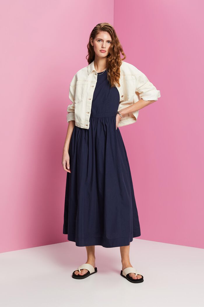 Cotton Midi Dress, NAVY, detail image number 1