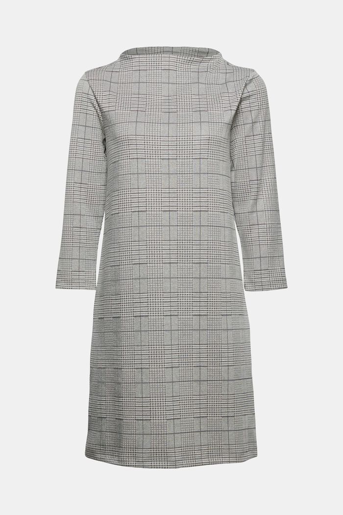 Jersey dress with Prince of Wales check pattern, GREY, overview