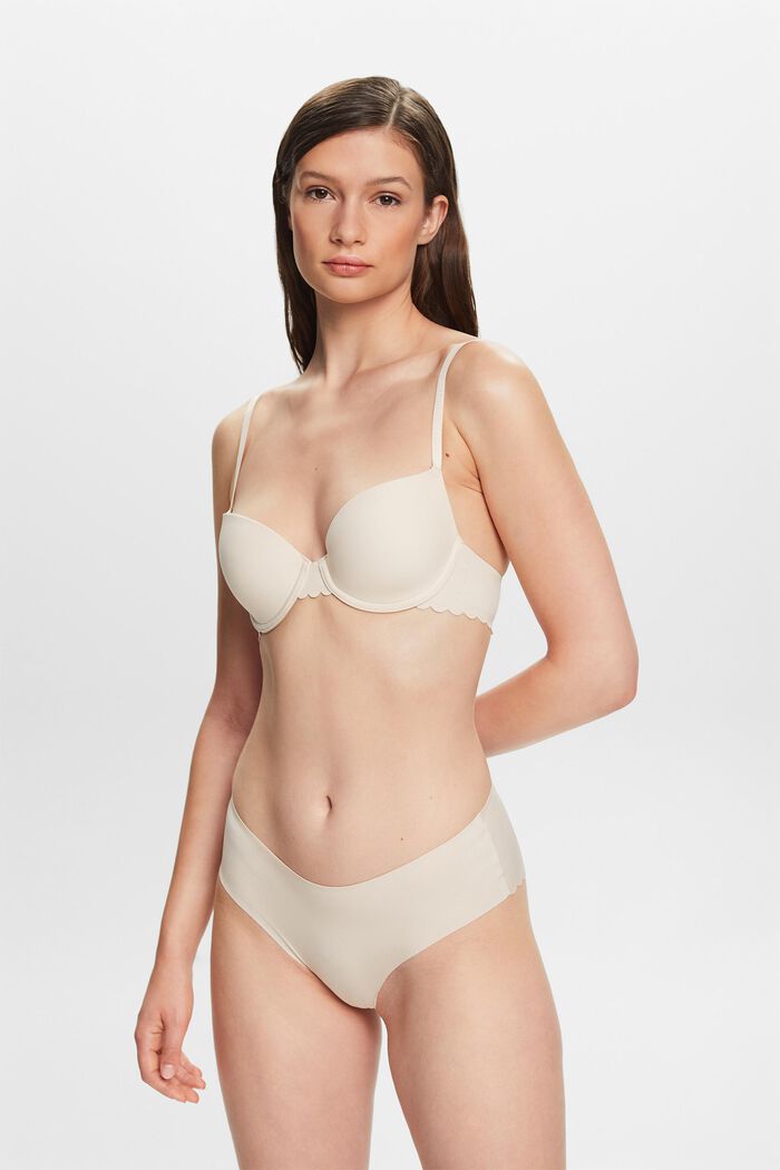 Padded underwire bra with scalloped edges, SAND, detail image number 0