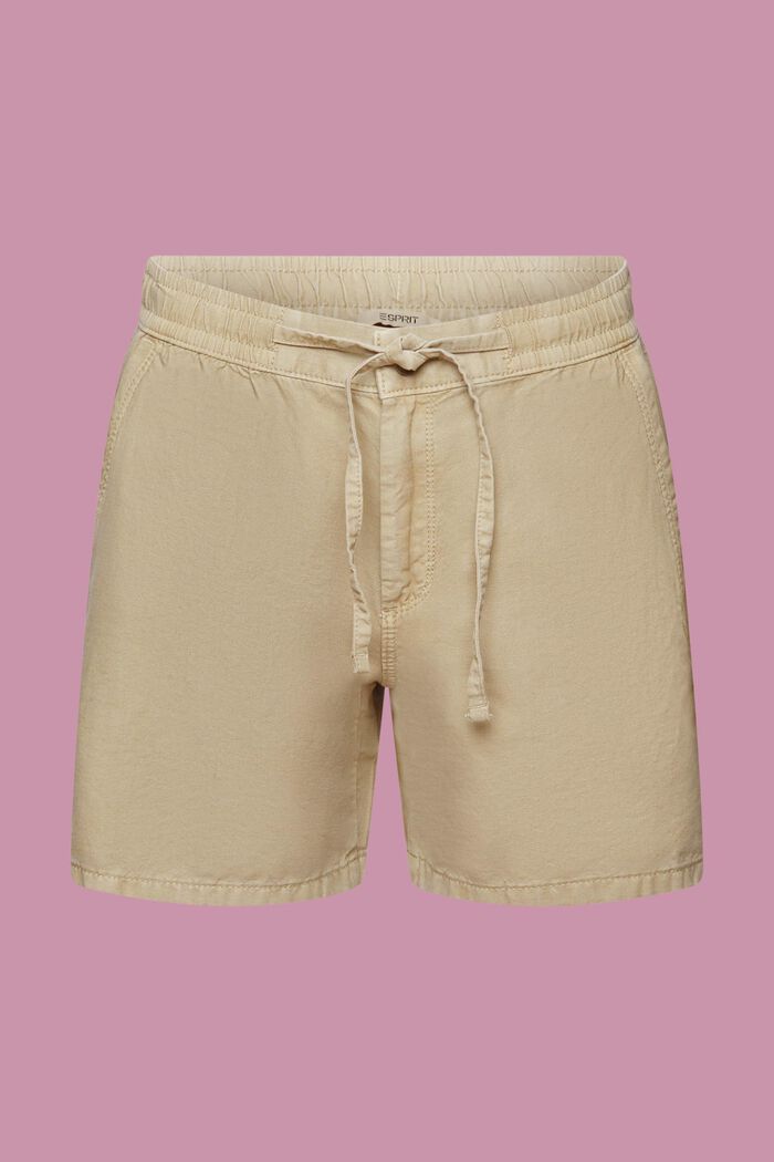 Smocked-Waist Twill Shorts, DUSTY GREEN, detail image number 7