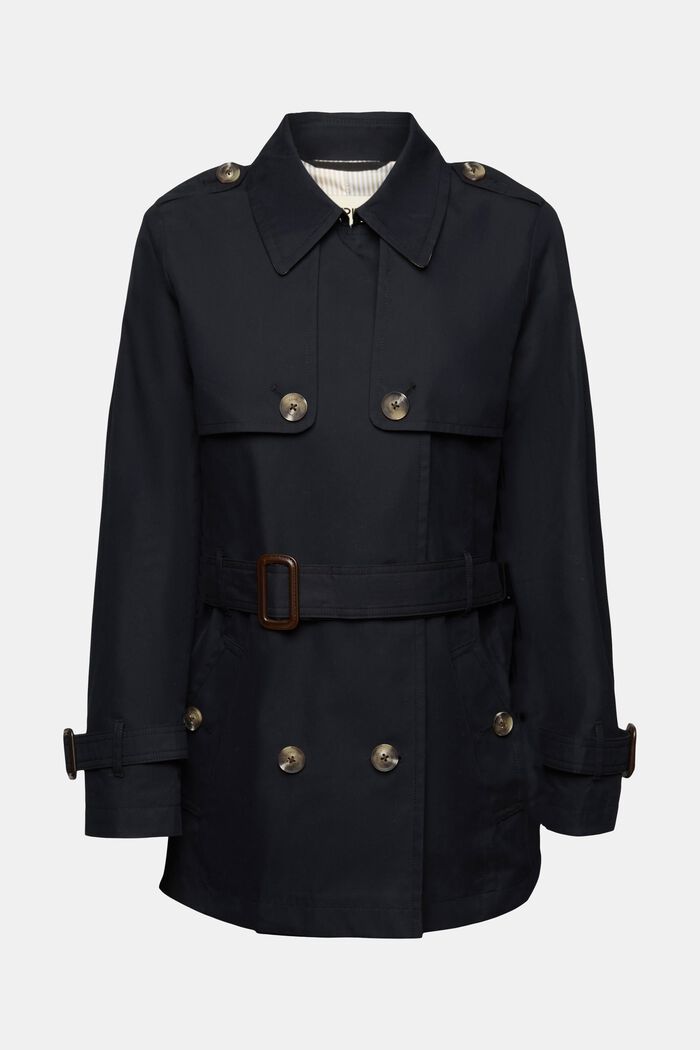 Short trench coat with belt, BLACK, detail image number 7