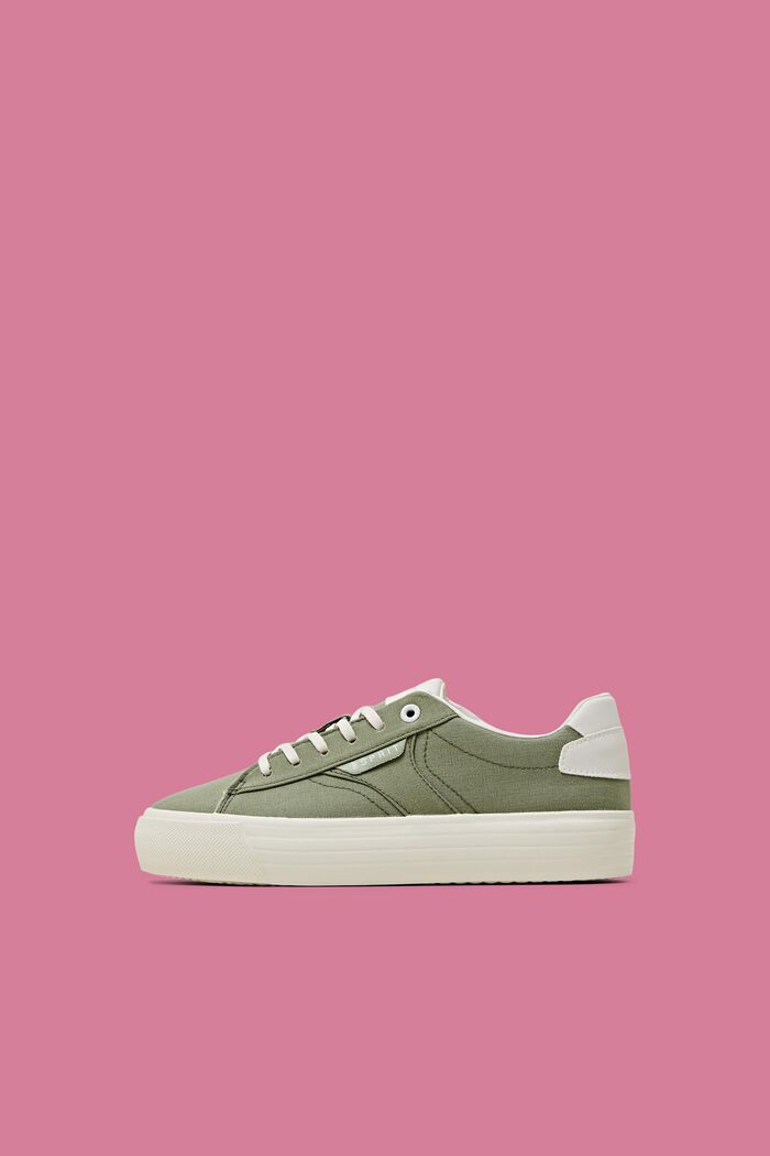Canvas trainers with platform sole, KHAKI GREEN, detail image number 0