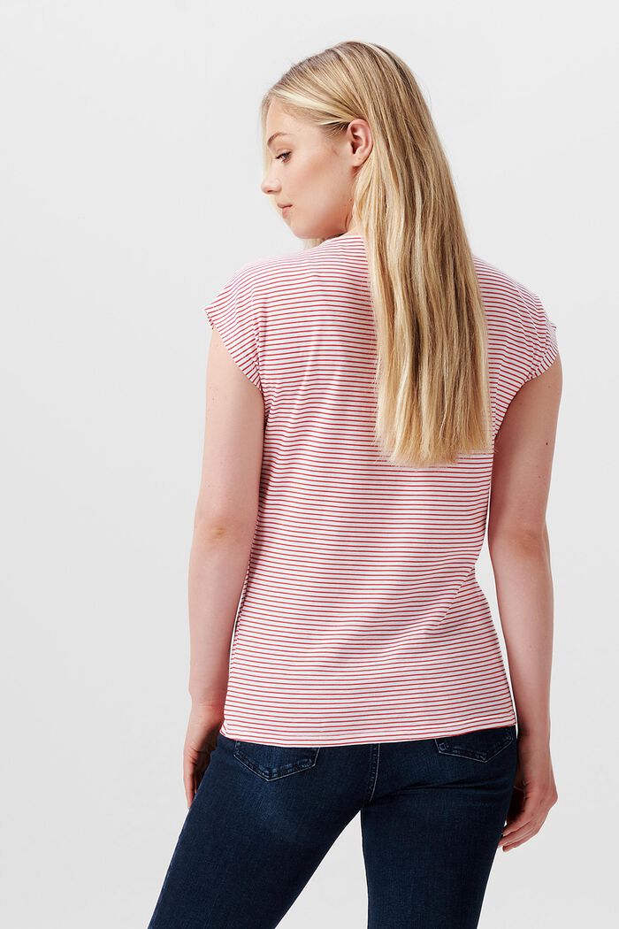 Striped t-shirt. organic cotton, RED, detail image number 1
