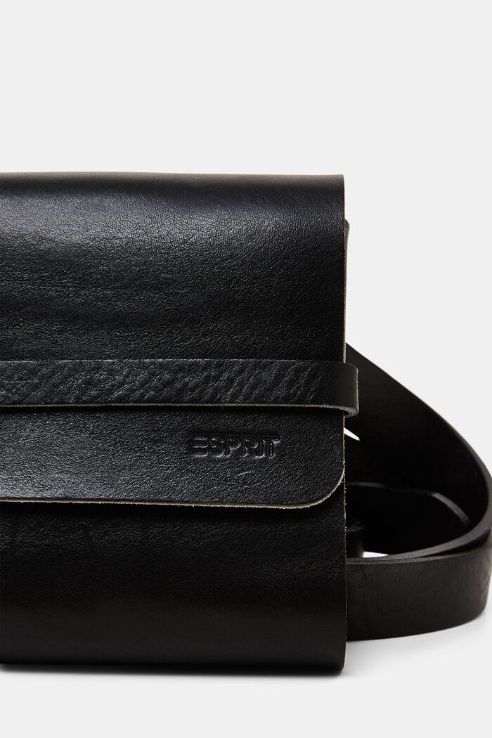 Genuine leather belt bag, BLACK, detail image number 1
