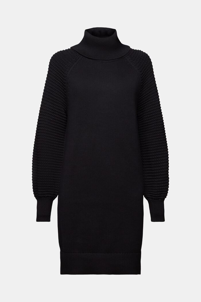 Knitted Turtleneck Mini Dress, BLACK, detail image number 6