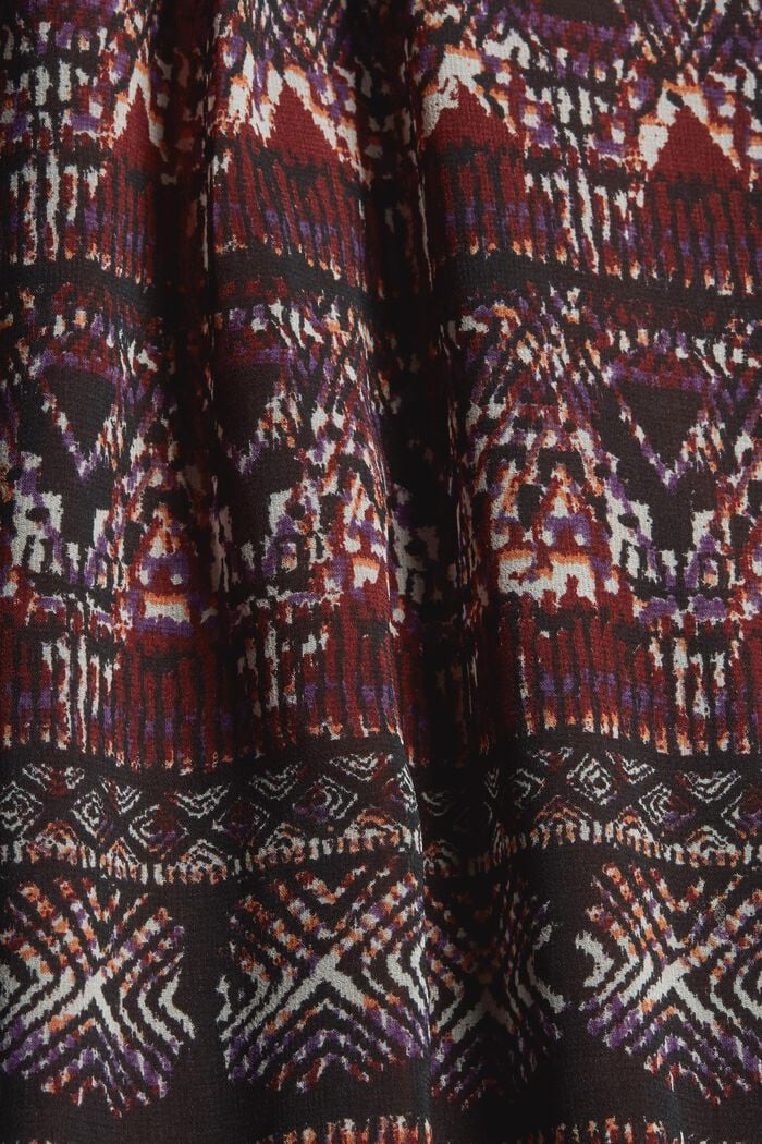 Recycled: chiffon dress with a tribal print, GARNET RED, detail image number 4