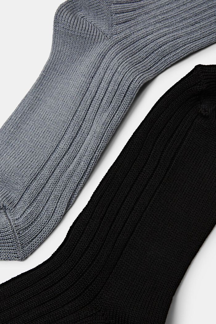 2-Pack Rib-Knit Socks, GREY/BLACK, detail image number 2