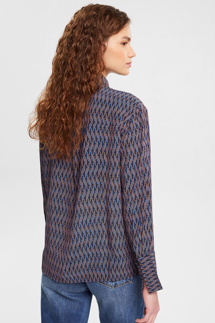 Patterned crepe blouse, NAVY, detail image number 3