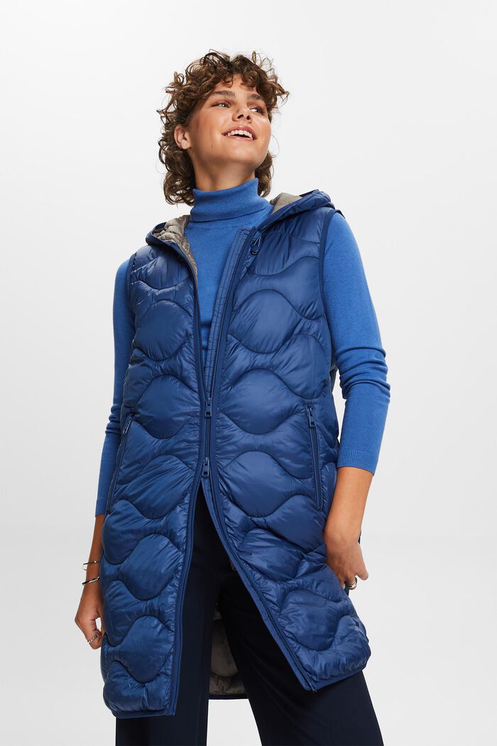 Recycled: longline quilted body warmer, GREY BLUE, detail image number 0