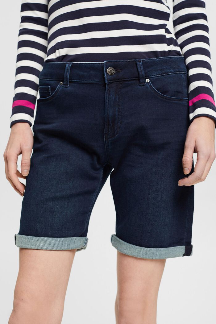 Denim shorts made of blended organic cotton, BLUE RINSE, detail image number 2