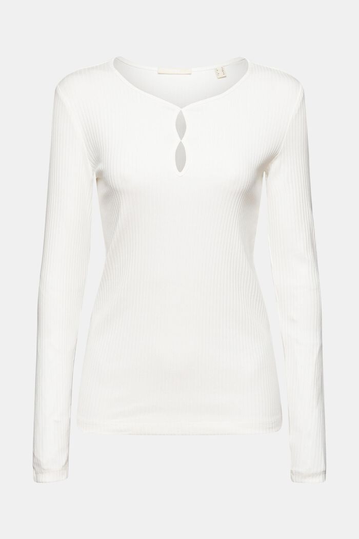 Long-sleeved ribbed top, OFF WHITE, detail image number 6