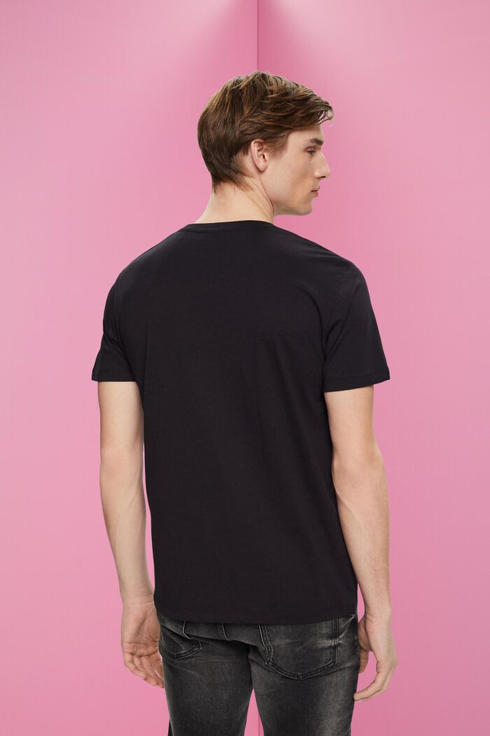 Cotton t-shirt with print, BLACK, detail image number 3