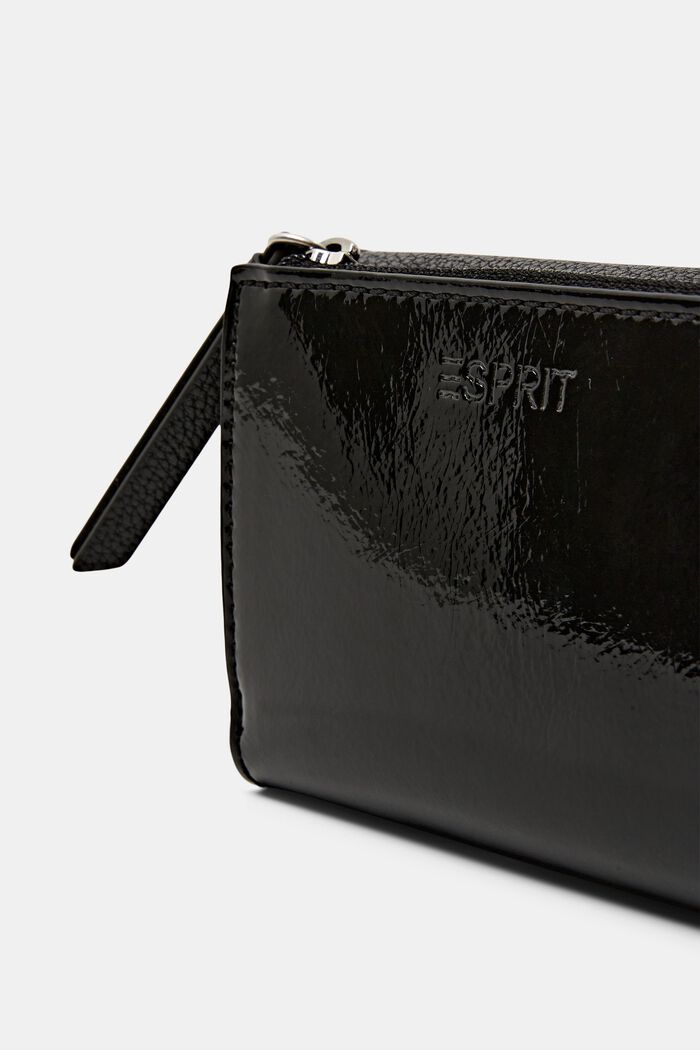 Glossy Fold-Over Wallet, BLACK, detail image number 1