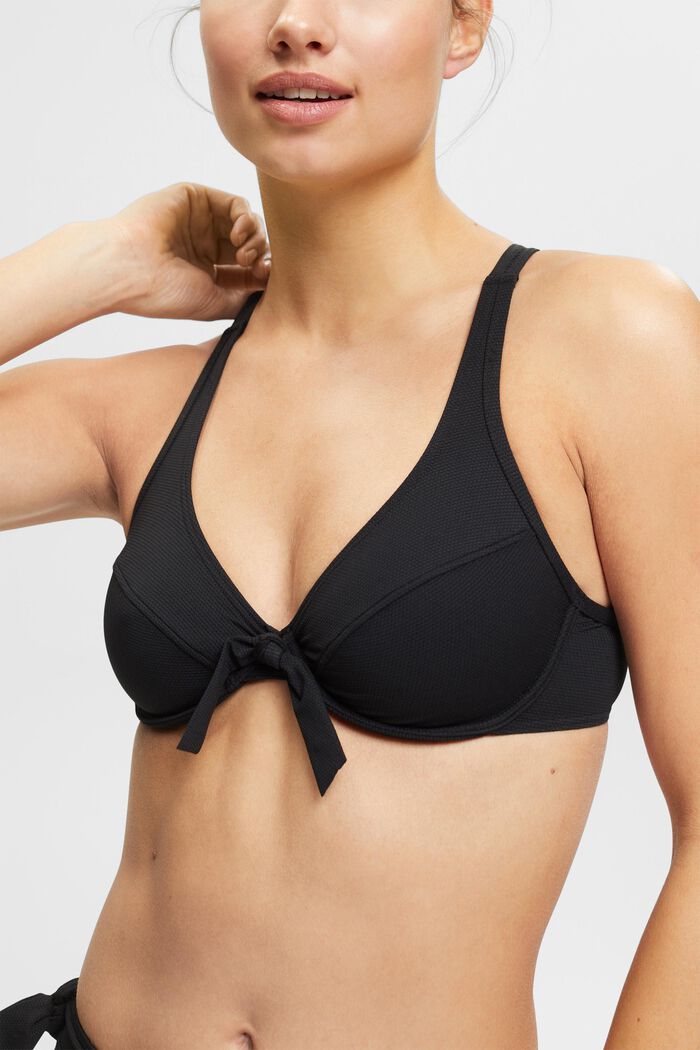 ESPRIT - Textured bikini top with knot detail at our online shop