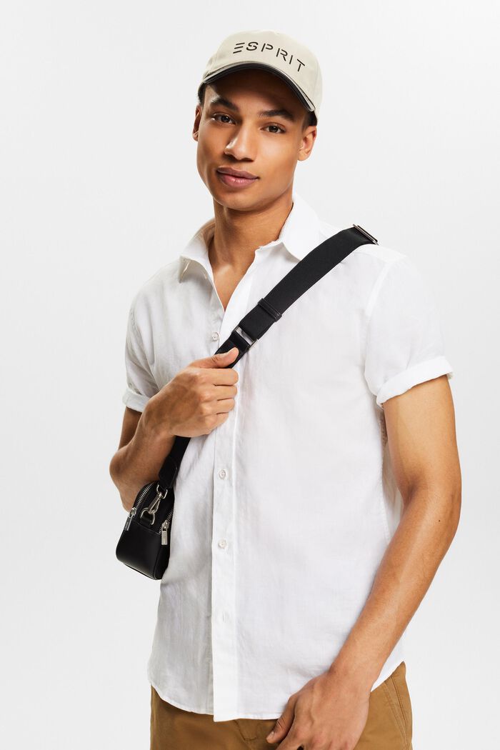 Linen-Cotton Short-Sleeve Shirt, WHITE, detail image number 4