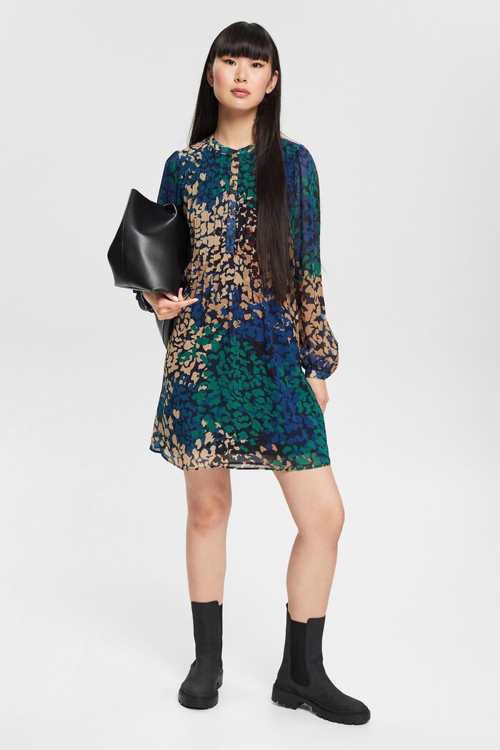 Patterned dress, NAVY, overview