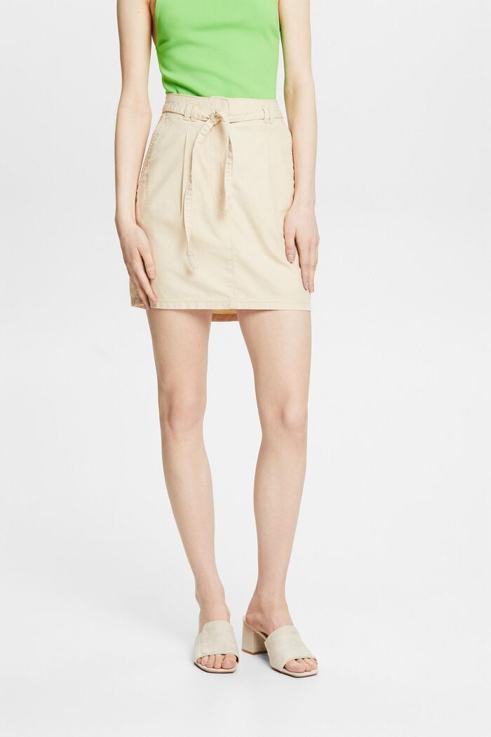 Belted Chino Mini Skirt, CREAM BEIGE, detail image number 0