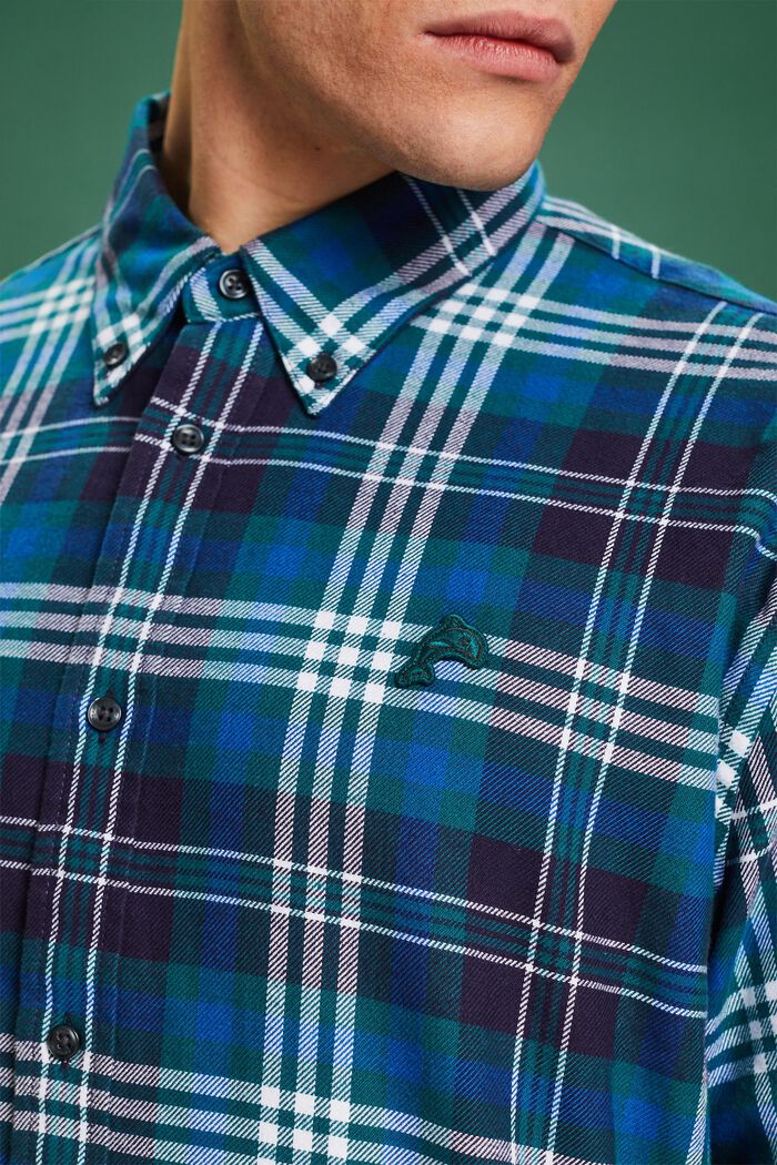 Plaid flannel shirt, TEAL BLUE, detail image number 2