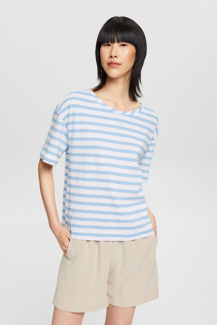 striped T-shirt, LIGHT TURQUOISE, detail image number 0