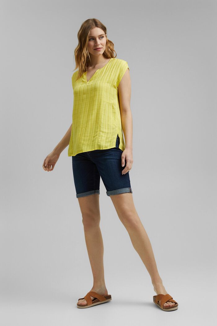 Blouse top made of LENZING™ ECOVERO™, BRIGHT YELLOW, detail image number 1