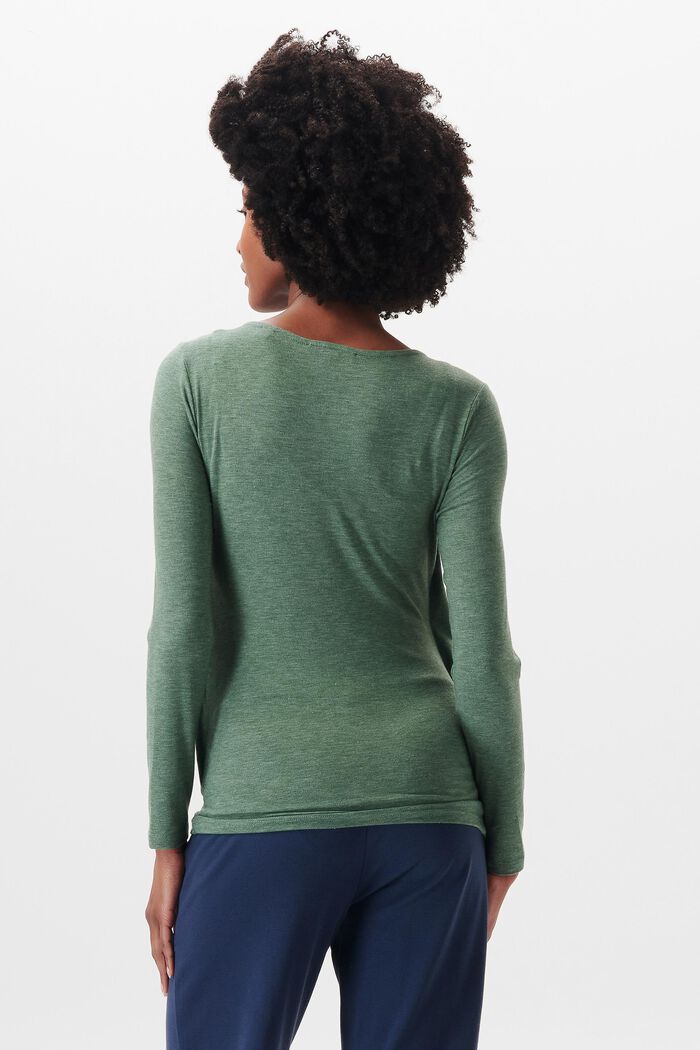 Made of recycled material: long sleeve top in a layered look, VINYARD GREEN, detail image number 3