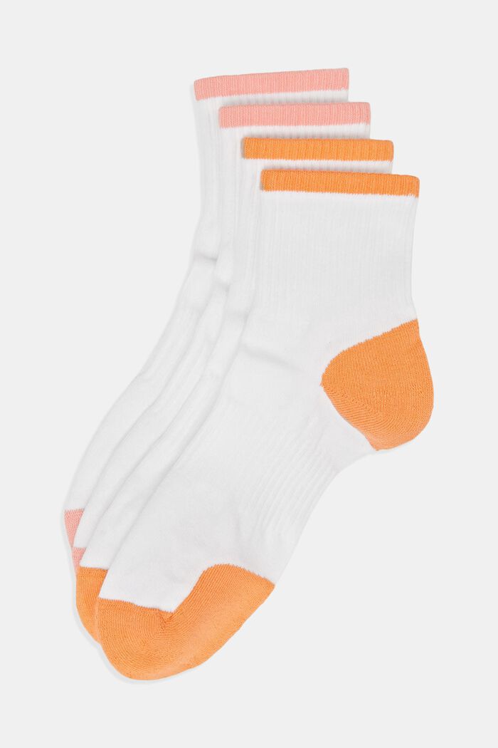 2-pack of athletic socks with coloured accents, WHITE, detail image number 0