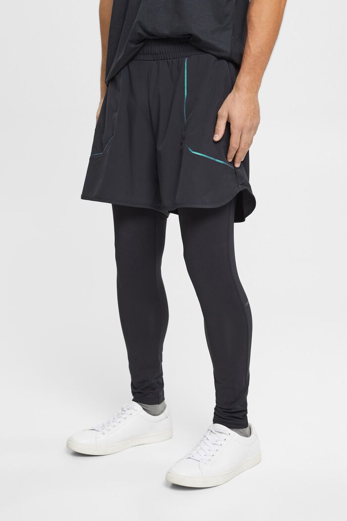 2-in-1 shorts with leggings, E-DRY, BLACK, detail image number 0