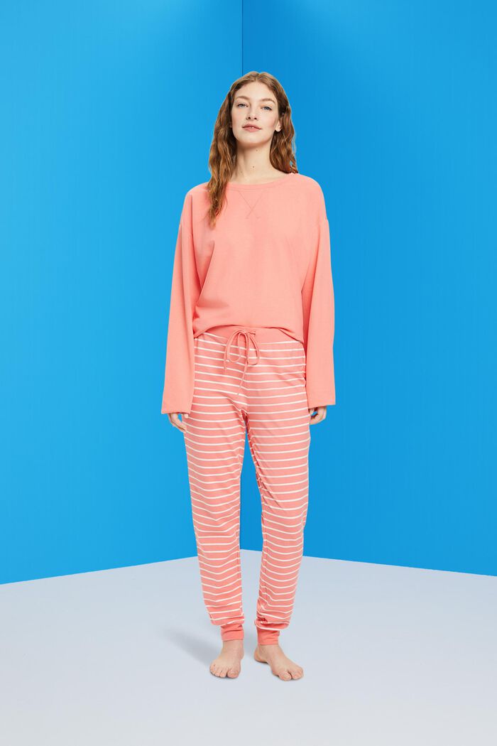 Striped jersey trousers, CORAL, detail image number 1