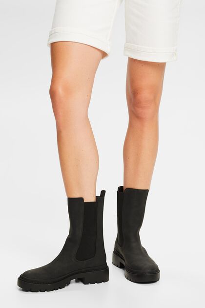 Chunky faux leather boots