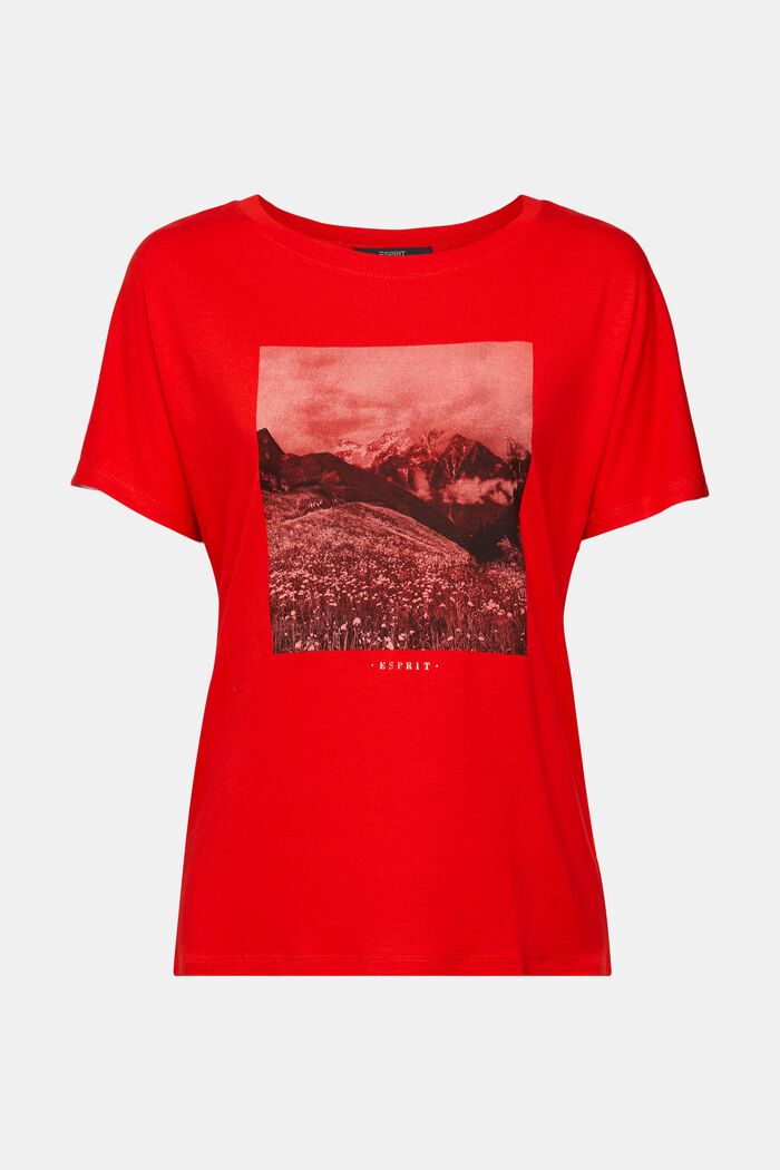 Print t-shirt, LENZING™ ECOVERO™, RED, detail image number 2