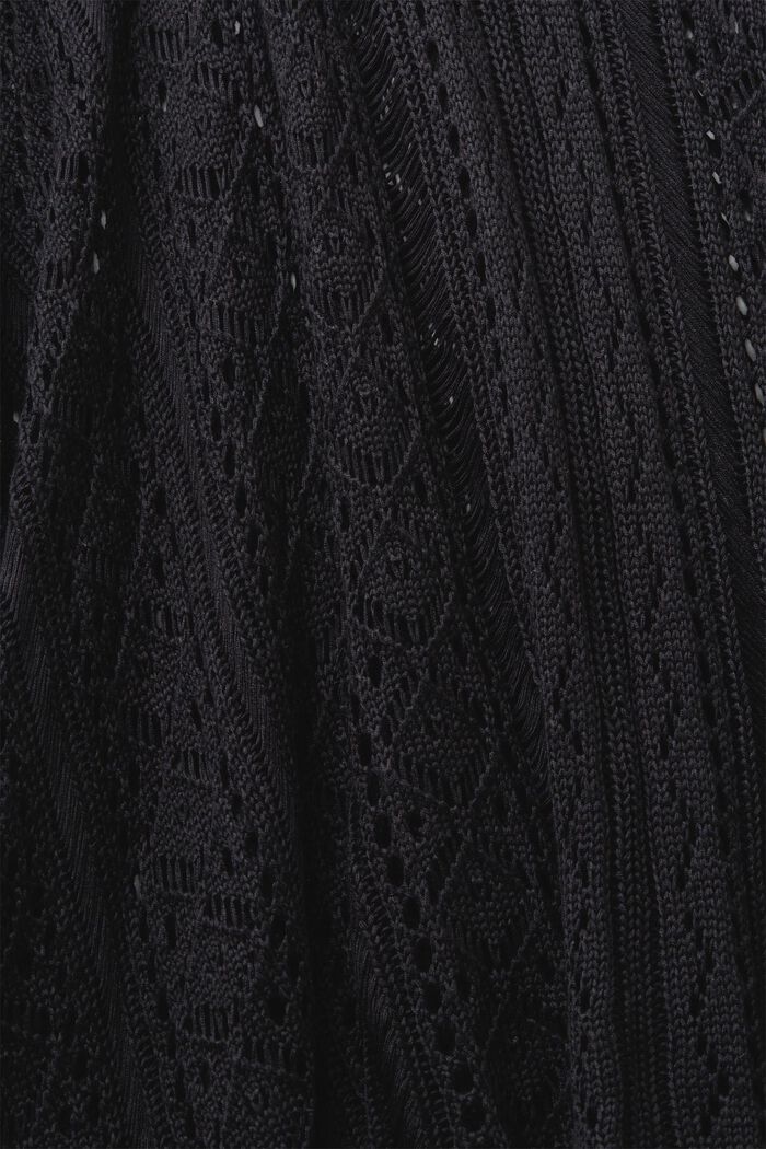 Side-Tie Crochet Poncho, BLACK, detail image number 3
